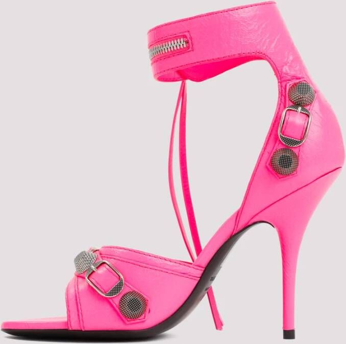 Balenciaga Fluo Roze Leren Sandalen Hoge Hakken Pink Dames
