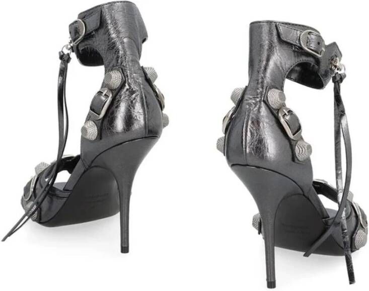 Balenciaga Gestudeerde Leren Sandalen met Enkelgesp