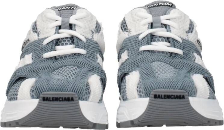 Balenciaga Grijze Witte Logo Sneakers Rubberen Zool