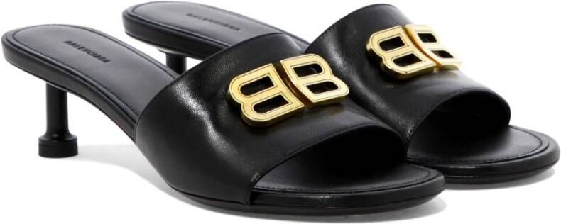 Balenciaga Groupie Sandalen met Gouden BB Logo Black Dames