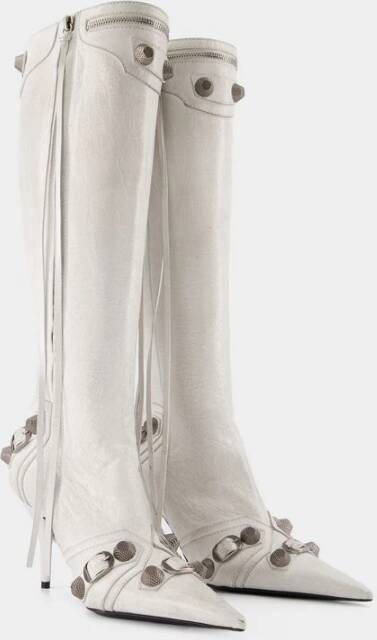 Balenciaga Leren laarzen met hak van grained lambskin Wit Dames