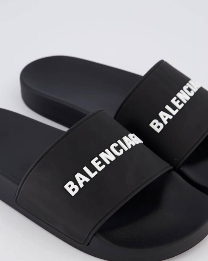 Balenciaga Heren Pool Slide Logo Zwart Black Heren