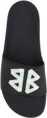 Balenciaga Iconische Logo Rubberen Slippers Black Heren