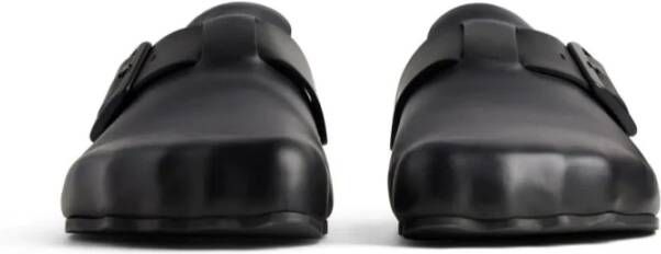 Balenciaga Zwarte Leren Logo-Gesp Sandalen Black Dames