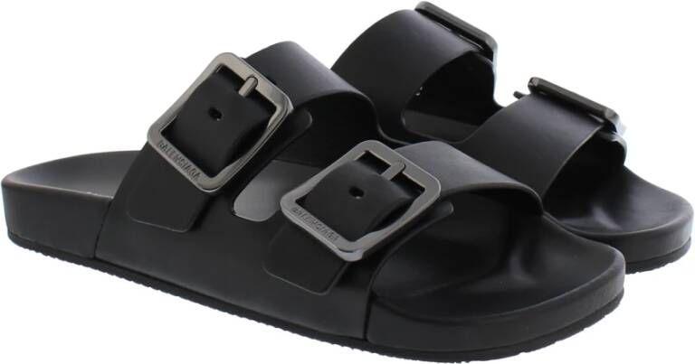 Balenciaga Schapenvacht Sandaal Sliders Black Dames