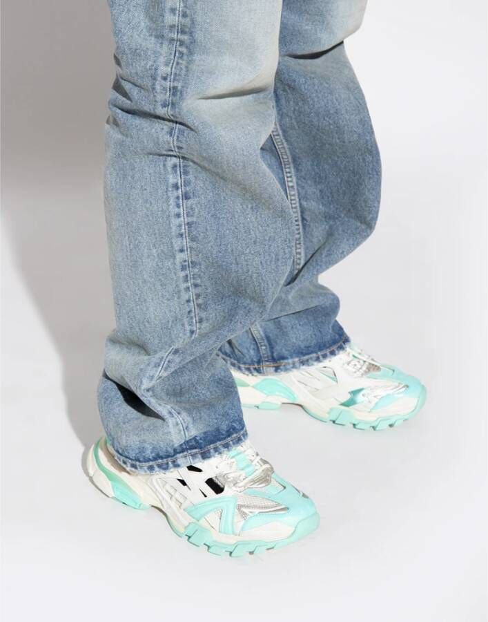 Balenciaga Open Logo Mesh Sneakers Mint Grijs