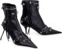 Balenciaga Zwarte leren enkellaarzen Edgy Statement Piece Black Dames - Thumbnail 14