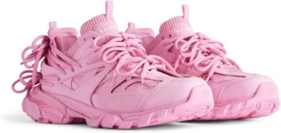 Balenciaga Roze Sneakers Panel Ontwerp Vetersluiting Pink Dames
