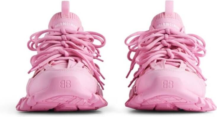 Balenciaga Roze Sneakers Panel Ontwerp Vetersluiting Pink Dames
