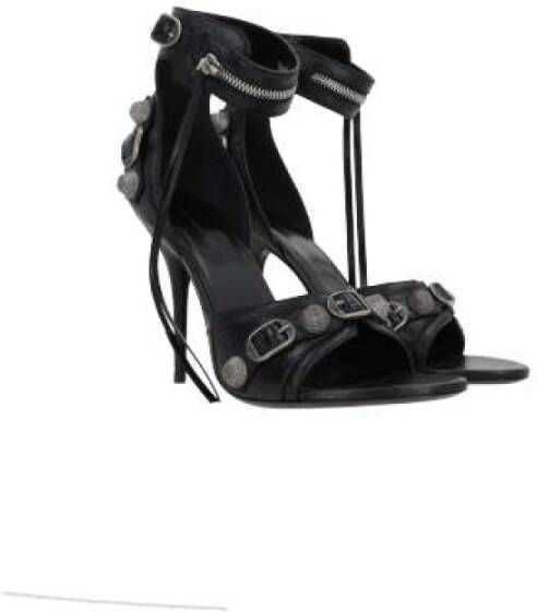 Balenciaga Zwarte leren stiletto sandalen met rits