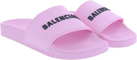 Balenciaga Lichtroze Slides met Logo Applicatie Roze Dames