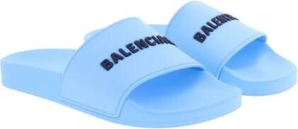 Balenciaga Blauwe Logo Slippers voor Dames Blauw Dames