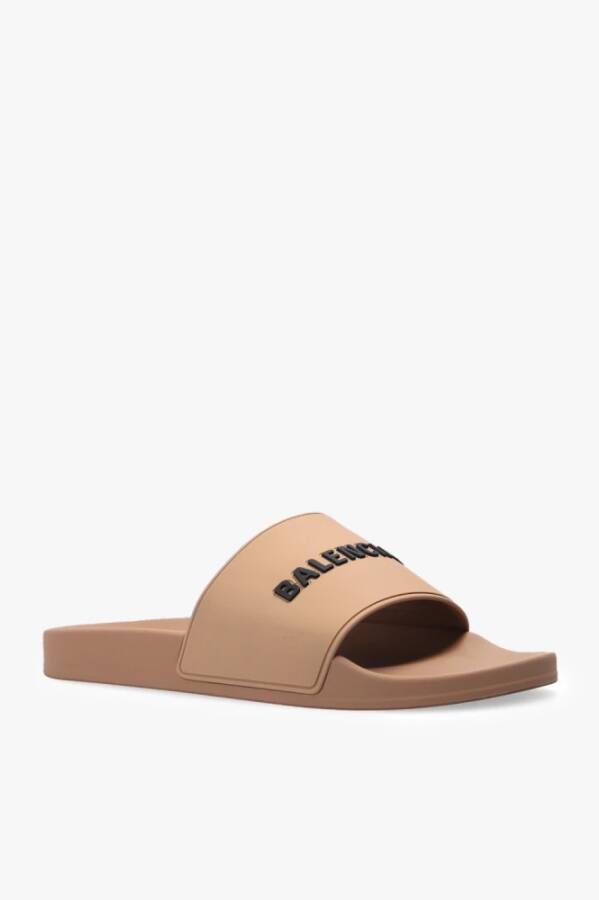 Balenciaga Slides met logo Bruin Heren