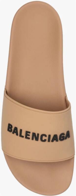 Balenciaga Slides met logo Bruin Heren