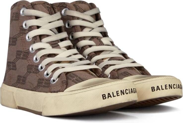 Balenciaga Monogram Logo Hi-Top Sneakers Bruin Dames