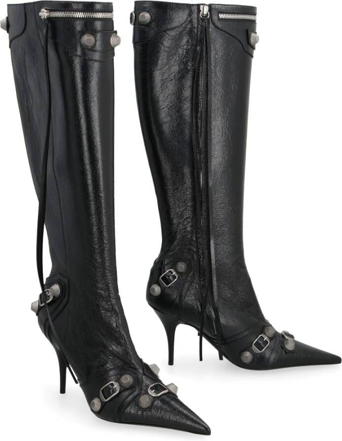 Balenciaga Studded Leren Puntige Laarzen Black Dames