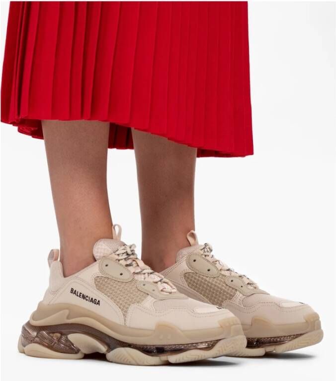 Balenciaga Clear Sole Triple S Sneakers Beige Dames