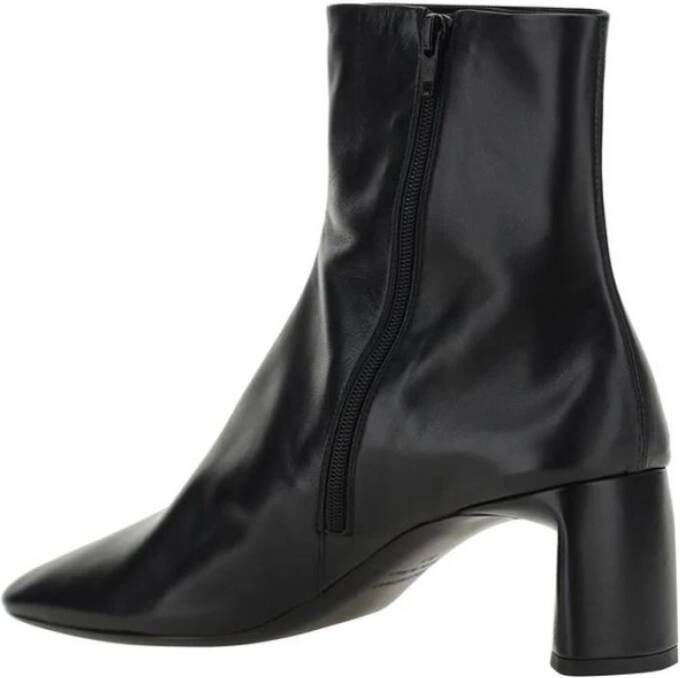 Balenciaga Vierkante Neus Leren Enkellaars Zwart