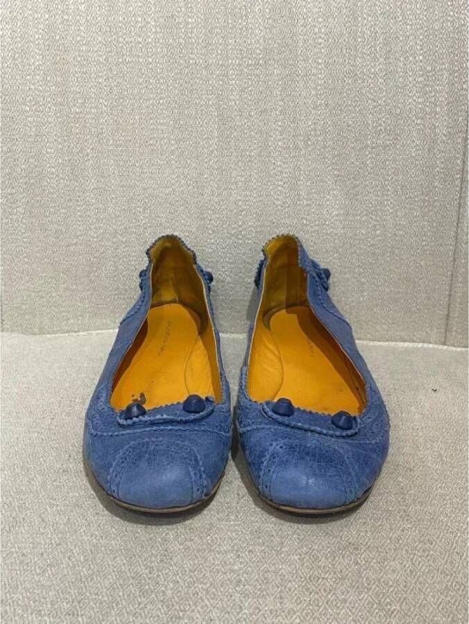 Balenciaga Vintage Pre-owned Leather flats Blue Dames