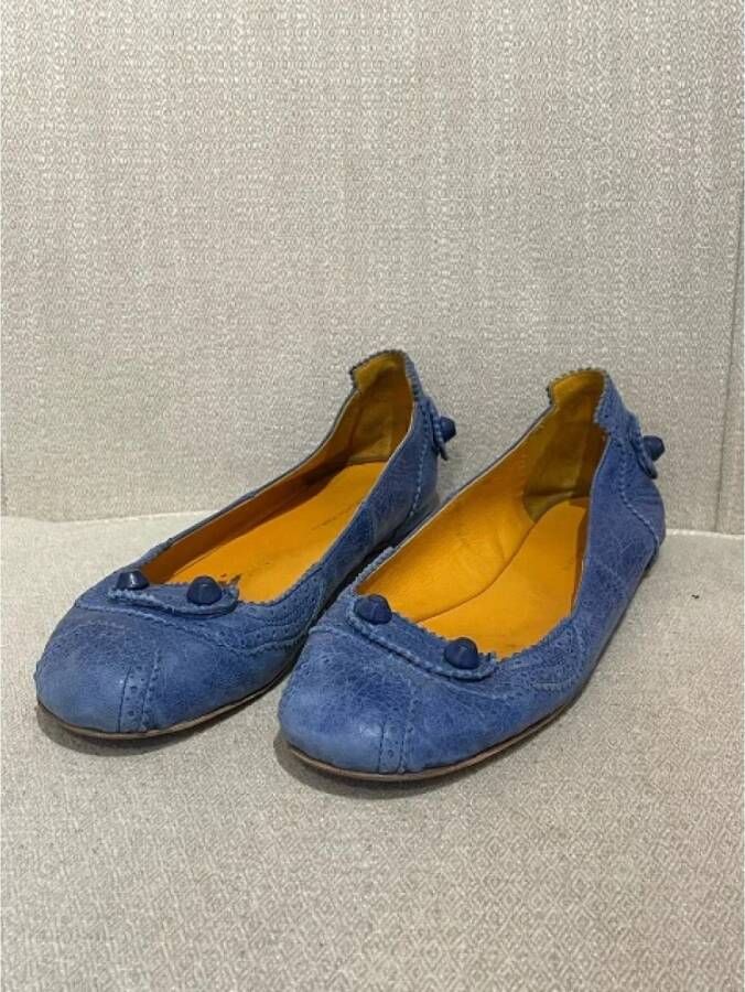 Balenciaga Vintage Pre-owned Leather flats Blue Dames