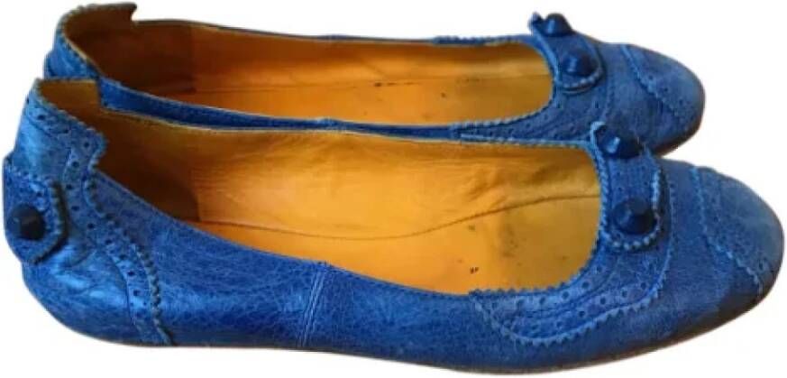 Balenciaga Vintage Pre-owned Leather flats Blue Dames