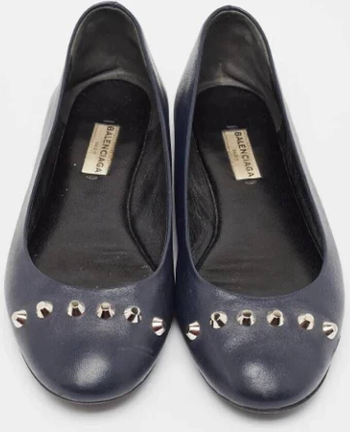 Balenciaga Vintage Pre-owned Leather flats Blue Dames