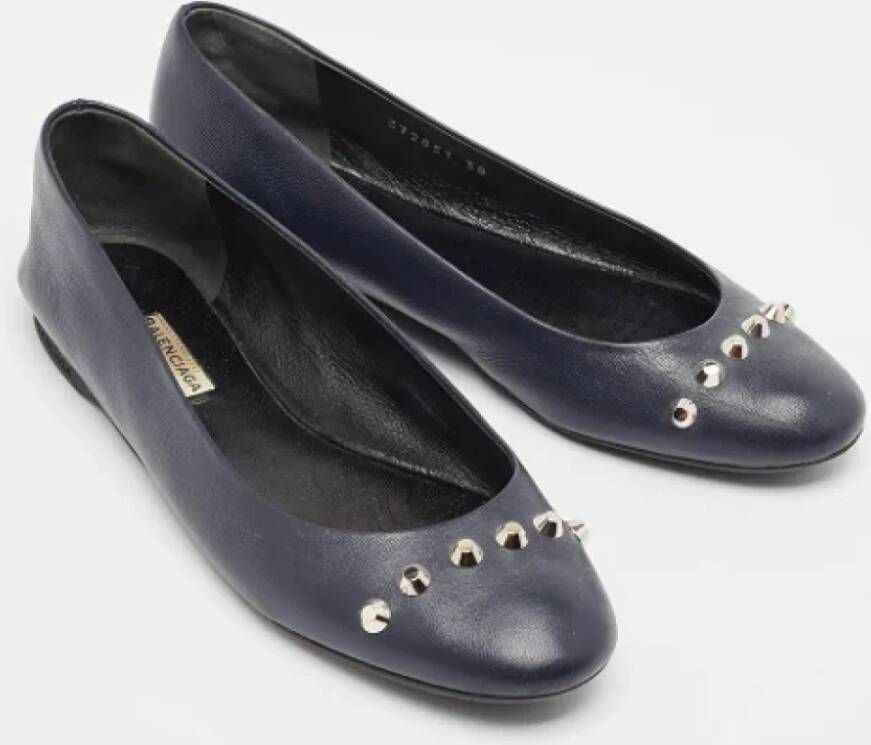 Balenciaga Vintage Pre-owned Leather flats Blue Dames