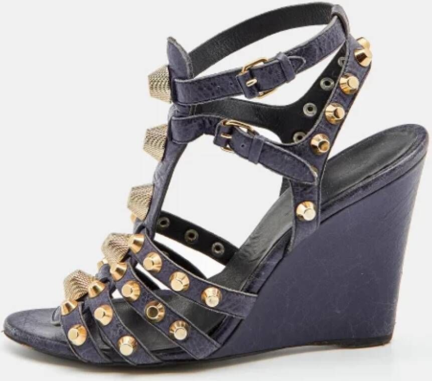 Balenciaga Vintage Pre-owned Leather sandals Blue Dames