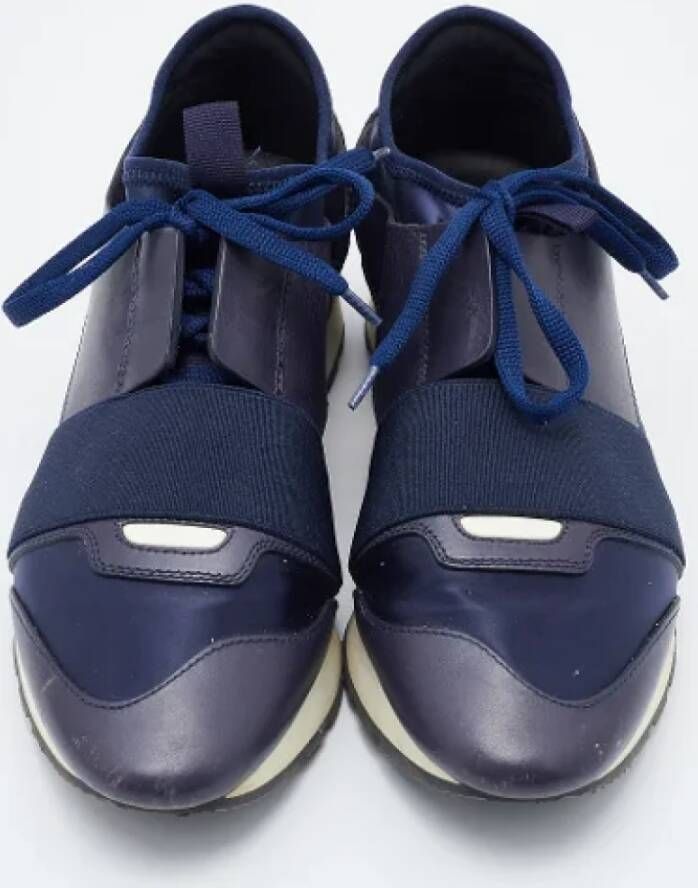 Balenciaga Vintage Pre-owned Leather sneakers Blue Dames