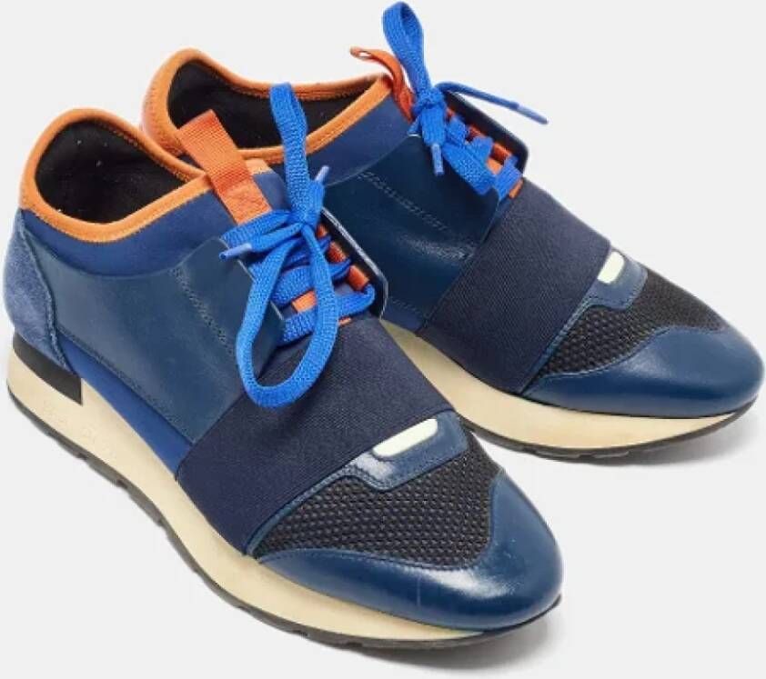 Balenciaga Vintage Pre-owned Leather sneakers Blue Dames