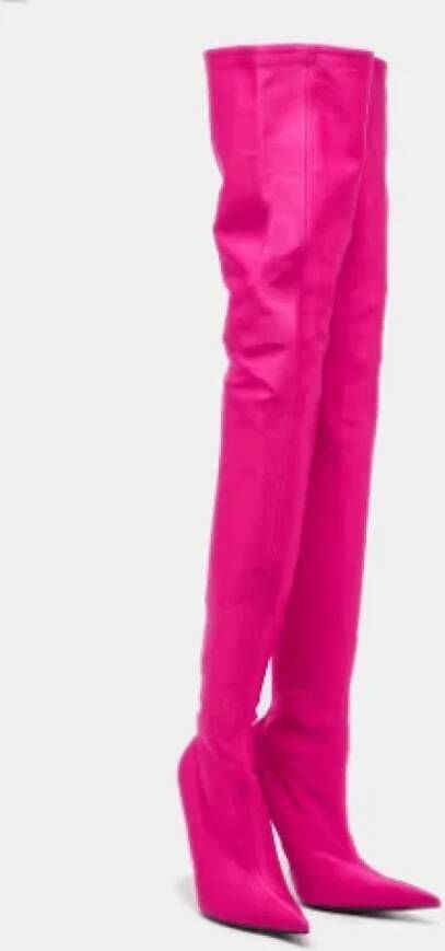 Balenciaga Vintage Pre-owned Velvet boots Pink Dames