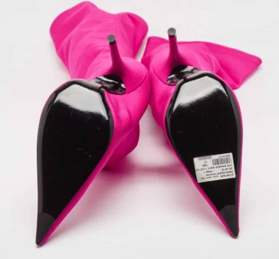 Balenciaga Vintage Pre-owned Velvet boots Pink Dames