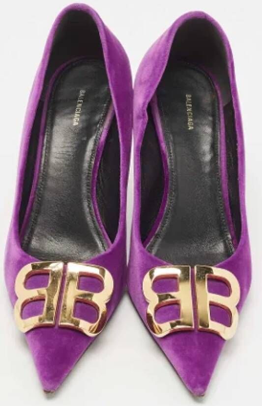 Balenciaga Vintage Pre-owned Velvet heels Purple Dames