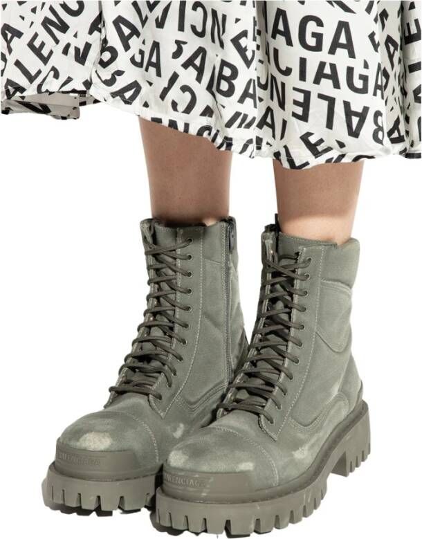 Balenciaga Vintage Veter Combat Boots Grijs Dames