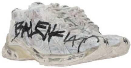 Balenciaga Witte Mesh Low-Top Sneakers met Graffiti Print Multicolor Heren