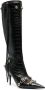 Balenciaga Zwarte Krokodil Effect Puntige Laarzen Black Dames - Thumbnail 4