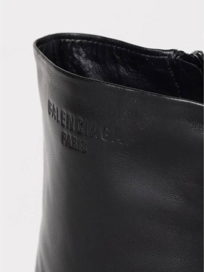 Balenciaga Zwarte Leren Enkellaarsjes Blokhak