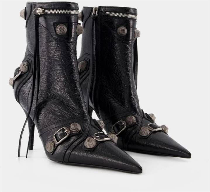 Balenciaga Zwarte Leren Enkellaarzen H90 Stijl Zwart Dames