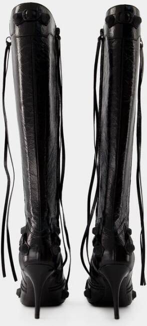 Balenciaga Zwarte Leren H90 Laarzen Puntige Neus Zwart Dames