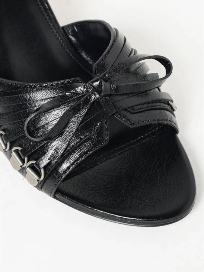 Balenciaga Zwarte Leren Kitten Heel Sandalen