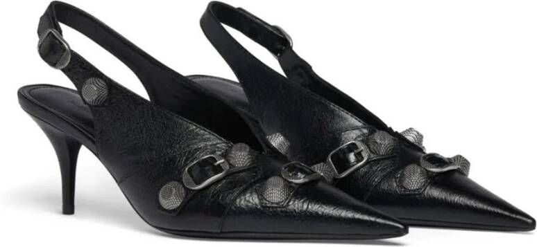 Balenciaga Zwarte Leren Pumps met Puntige Neus Black Dames