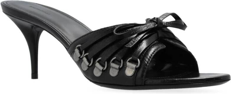 Balenciaga Zwarte Leren Sandalen Stijlvolle Voorband