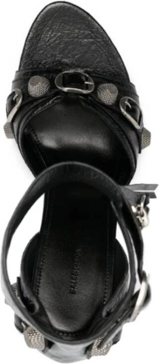 Balenciaga Zwarte leren stiletto sandalen met rits