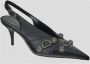 Balenciaga Zwarte Leren Studded Slingback Pump Zwart Dames - Thumbnail 2