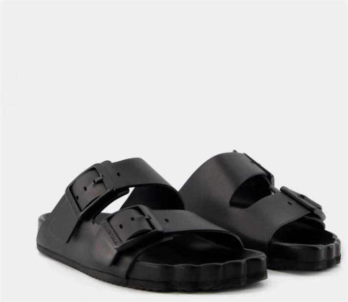 Balenciaga Zwarte Leren Zondag Sandalen Black Dames