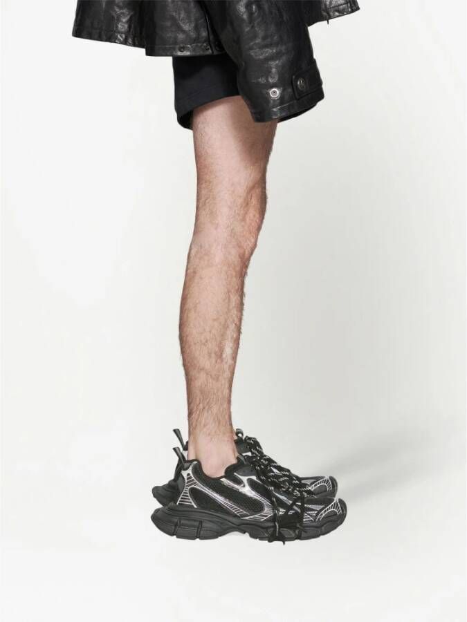 Balenciaga Zwarte Mesh Low-Top Sneakers met reflecterende details Multicolor Heren