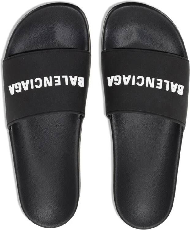 Balenciaga Zwarte Rubberen Sandalen Highlights Open Teen Black Heren