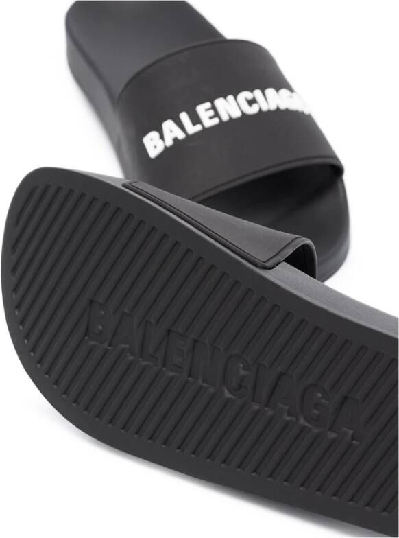 Balenciaga Zwarte Rubberen Sandalen Highlights Open Teen Black Heren
