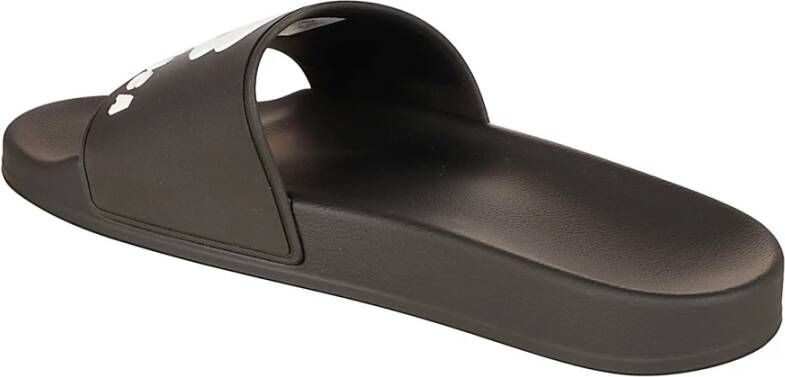 Balenciaga Zwarte Slide Sandalen met Unity Sports Icoon