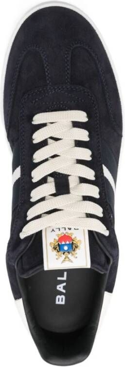 Bally Blauwe Suède Logo Sneakers Rubberen Zool